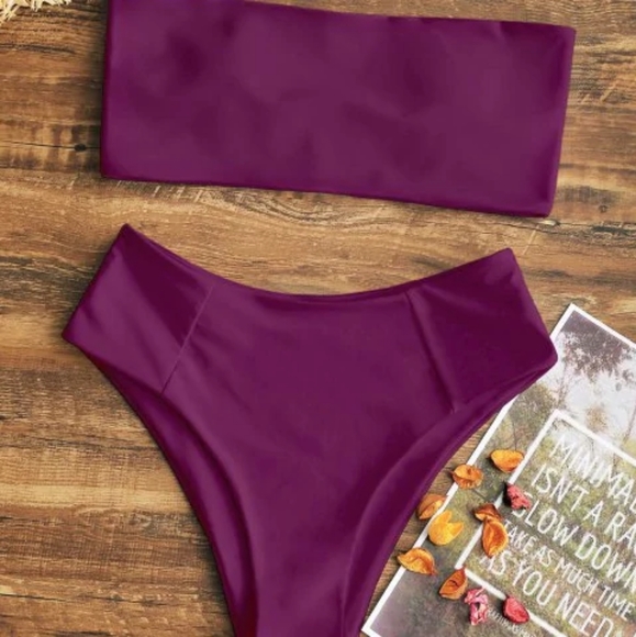 Zaful Swim Zaful High Cut Bandeau Bathing Suit Poshmark